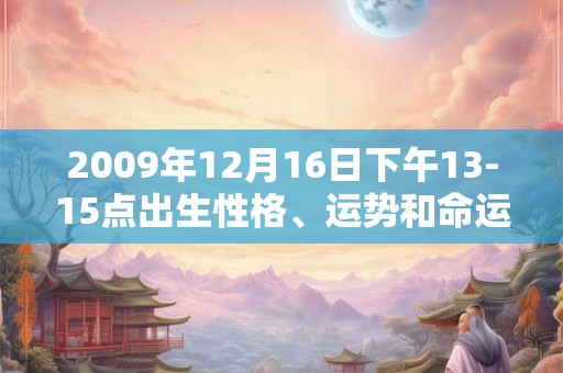 2009年12月16日下午13-15点出生性格、运势和命运