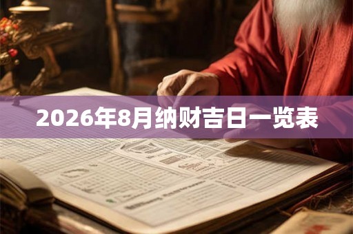 2026年8月纳财吉日一览表 2026年8月纳财吉日一览表