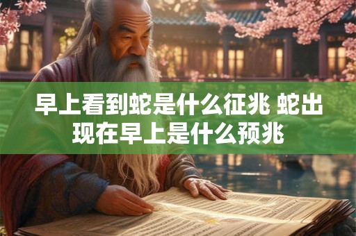 早上看到蛇是什么征兆 蛇出现在早上是什么预兆