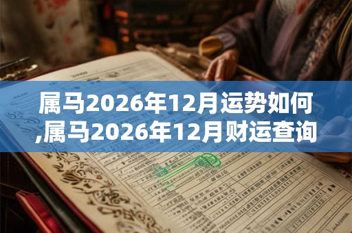 属马2026年12月运势如何,属马2026年12月财运查询