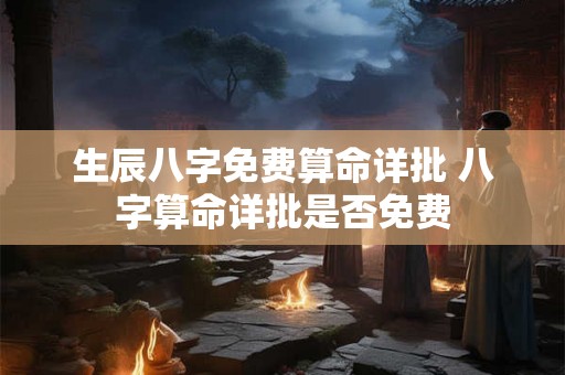 生辰八字免费算命详批 八字算命详批是否免费