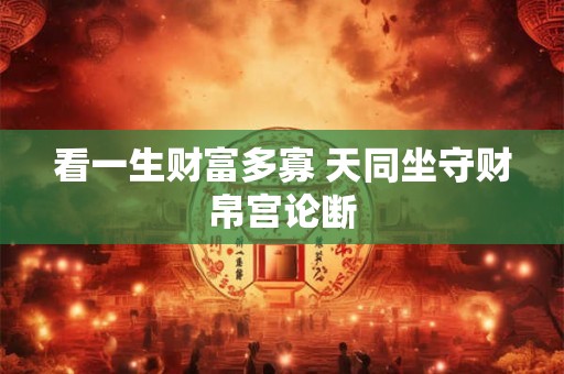 看一生财富多寡 天同坐守财帛宫论断