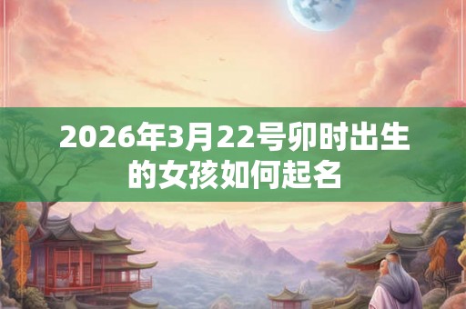 2026年3月22号卯时出生的女孩如何起名