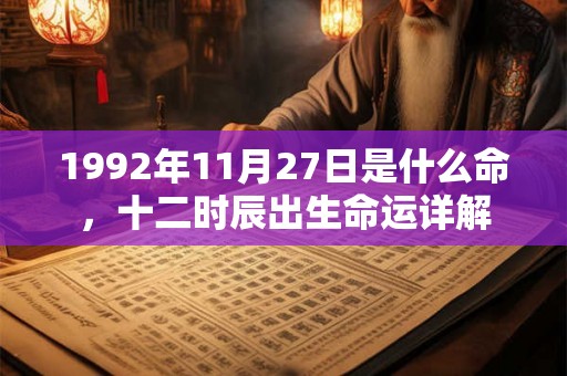 1992年11月27日是什么命，十二时辰出生命运详解