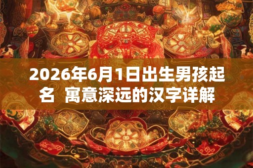 2026年6月1日出生男孩起名  寓意深远的汉字详解