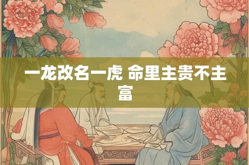 一龙改名一虎 命里主贵不主富