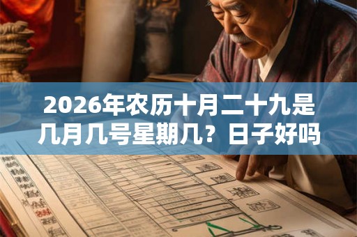 2026年农历十月二十九是几月几号星期几？日子好吗？
