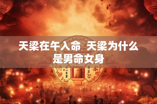天梁在午入命 天梁为什么是男命女身 天梁在午入命 天梁为什么是男命女身