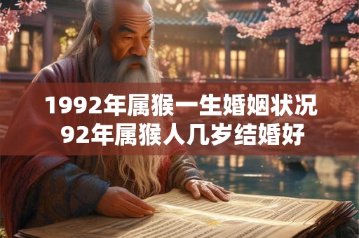 1992年属猴一生婚姻状况 92年属猴人几岁结婚好 1992年属猴一生婚姻状况 92年属猴人几岁结婚好