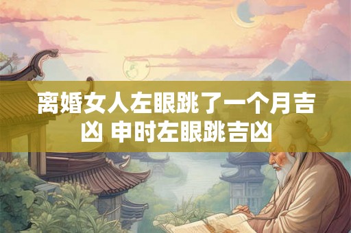 离婚女人左眼跳了一个月吉凶 申时左眼跳吉凶