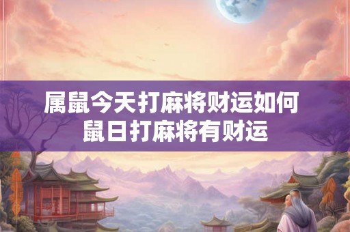 属鼠今天打麻将财运如何 鼠日打麻将有财运 属鼠今天打麻将财运如何 鼠日打麻将有财运