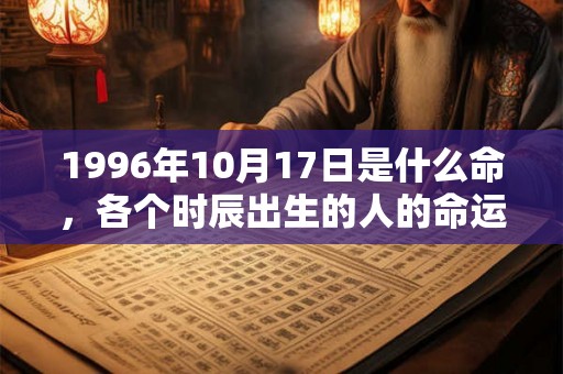 1996年10月17日是什么命，各个时辰出生的人的命运