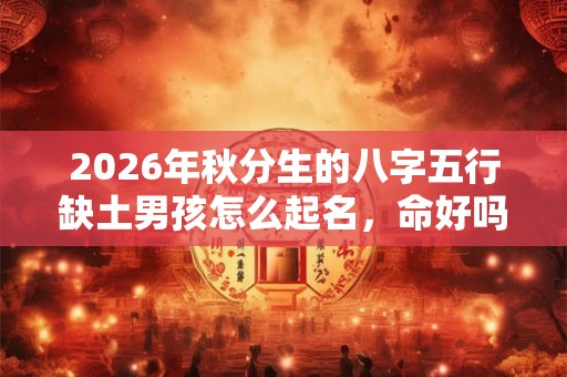 2026年秋分生的八字五行缺土男孩怎么起名，命好吗？