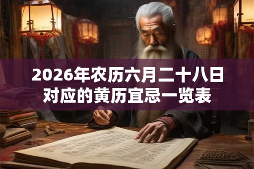 2026年农历六月二十八日对应的黄历宜忌一览表