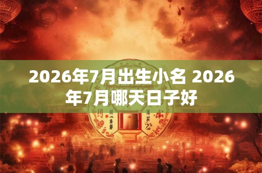 2026年7月出生小名 2026年7月哪天日子好