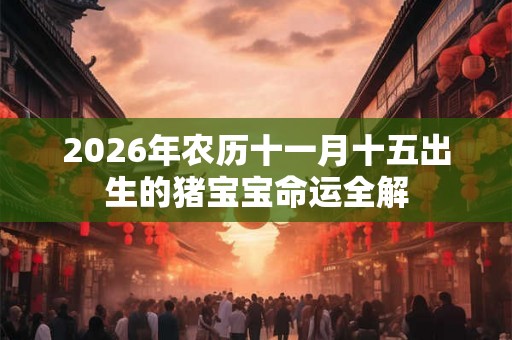 2026年农历十一月十五出生的猪宝宝命运全解