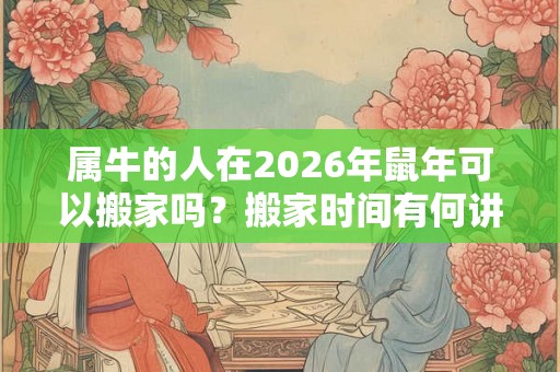 属牛的人在2026年鼠年可以搬家吗?搬家时间有何讲究? 属牛的人在2026年鼠年可以搬家吗?搬家时间有何讲究?
