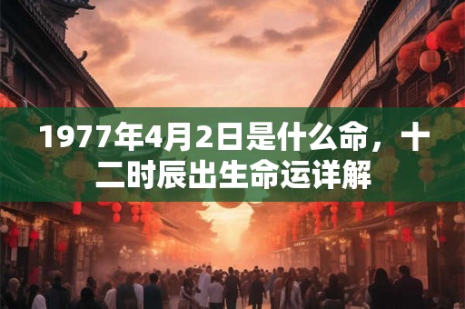 1977年4月2日是什么命，十二时辰出生命运详解