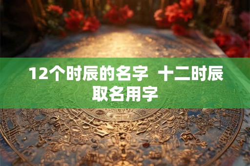12个时辰的名字  十二时辰取名用字