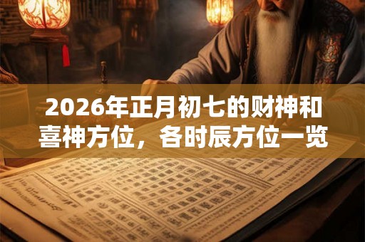 2026年正月初七的财神和喜神方位，各时辰方位一览