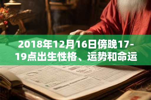 2018年12月16日傍晚17-19点出生性格、运势和命运