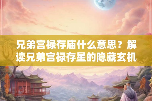 兄弟宫禄存庙什么意思？解读兄弟宫禄存星的隐藏玄机