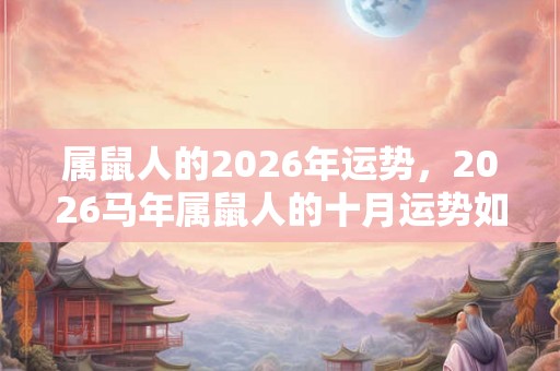 属鼠人的2026年运势,2026马年属鼠人的十月运势如何? 属鼠人的2026年运势,2026马年属鼠人的十月运势如何?