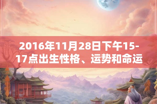 2016年11月28日下午15-17点出生性格、运势和命运