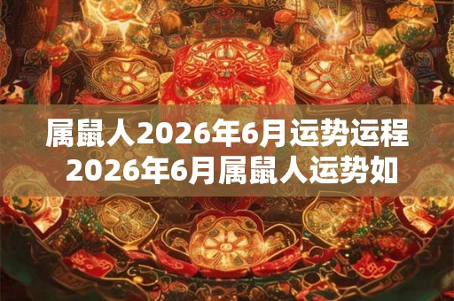 属鼠人2026年6月运势运程 2026年6月属鼠人运势如何