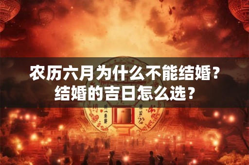 农历六月为什么不能结婚?结婚的吉日怎么选? 农历六月为什么不能结婚?结婚的吉日怎么选?