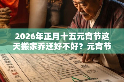 2026年正月十五元宵节这天搬家乔迁好不好？元宵节前后搬家吉日是哪天？