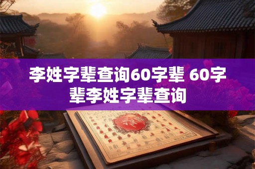 李姓字辈查询60字辈 60字辈李姓字辈查询