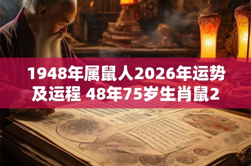 1948年属鼠人2026年运势及运程 48年75岁生肖鼠2026年每月运势