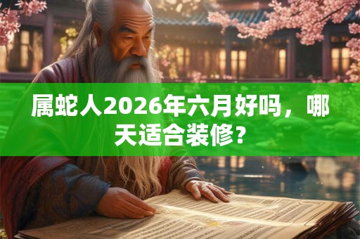 属蛇人2026年六月好吗，哪天适合装修？