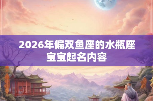 2026年偏双鱼座的水瓶座宝宝起名内容