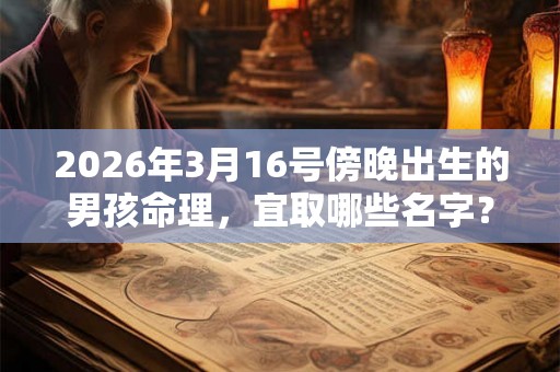 2026年3月16号傍晚出生的男孩命理，宜取哪些名字？