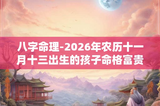 八字命理-2026年农历十一月十三出生的孩子命格富贵福禄之命