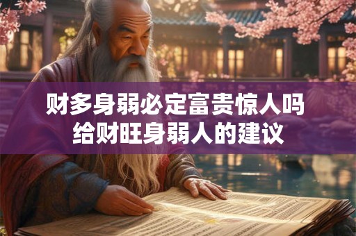 财多身弱必定富贵惊人吗 给财旺身弱人的建议