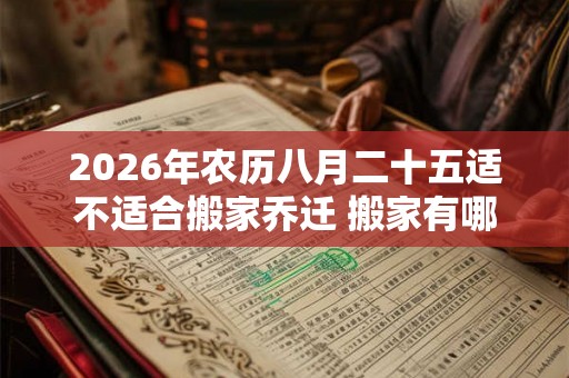 2026年农历八月二十五适不适合搬家乔迁 搬家有哪些讲究
