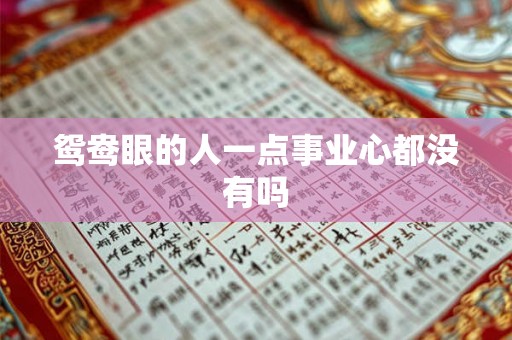 鸳鸯眼的人一点事业心都没有吗