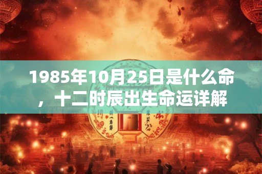 1985年10月25日是什么命，十二时辰出生命运详解