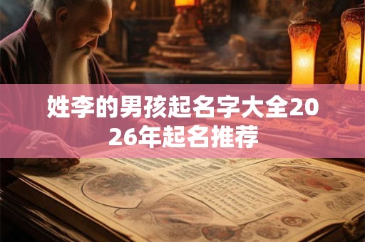 姓李的男孩起名字大全2026年起名推荐 姓李的男孩起名字大全2026年起名推荐
