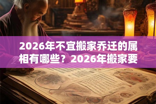 2026年不宜搬家乔迁的属相有哪些？2026年搬家要注意什么？