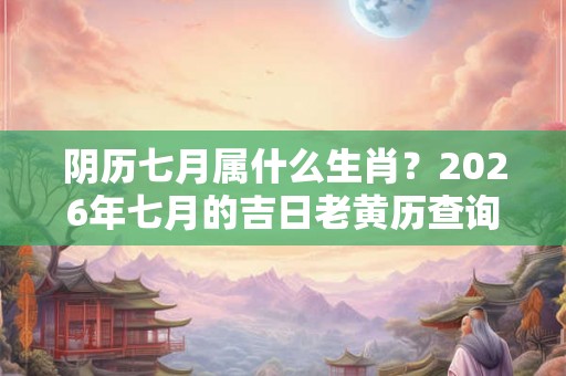 阴历七月属什么生肖？2026年七月的吉日老黄历查询