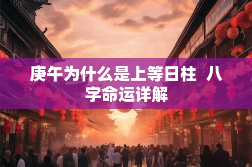 庚午为什么是上等日柱  八字命运详解