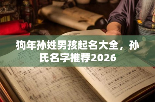 狗年孙姓男孩起名大全，孙氏名字推荐2026
