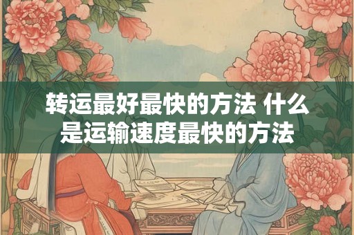 转运最好最快的方法 什么是运输速度最快的方法