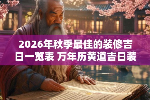 2026年秋季最佳的装修吉日一览表 万年历黄道吉日装修开工查询