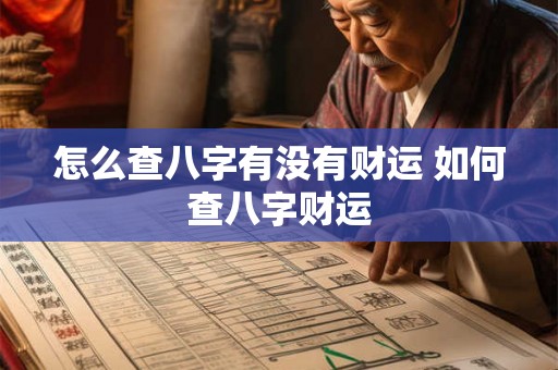 怎么查八字有没有财运 如何查八字财运