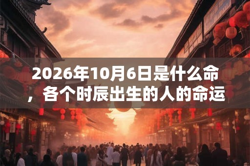 2026年10月6日是什么命，各个时辰出生的人的命运